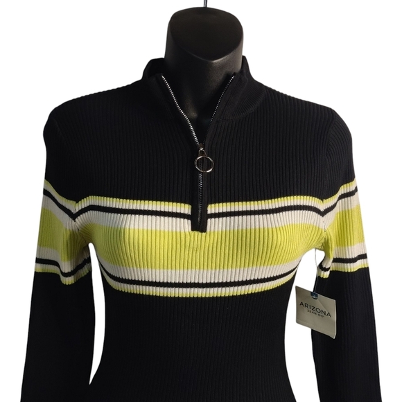 Arizona Jean Co Sweater Dress Women's Black 1/4 Zipper Stretch Comfy Size S NWT - Picture 3 of 7